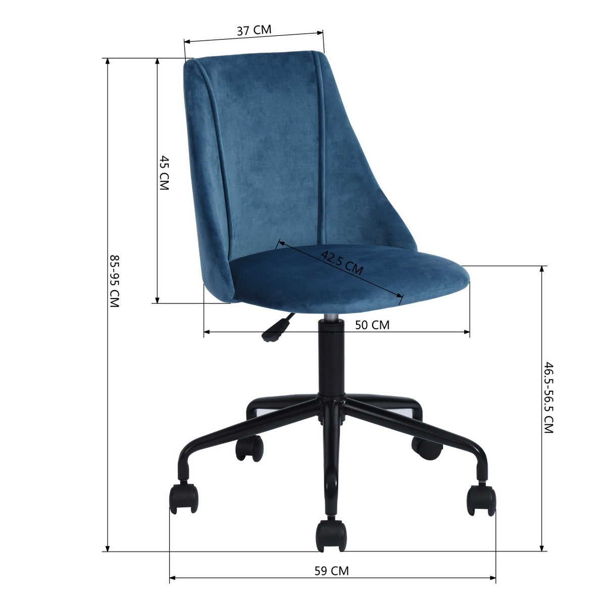 Velvet Upholstered Task Chair/ Home Office Chair - Blue