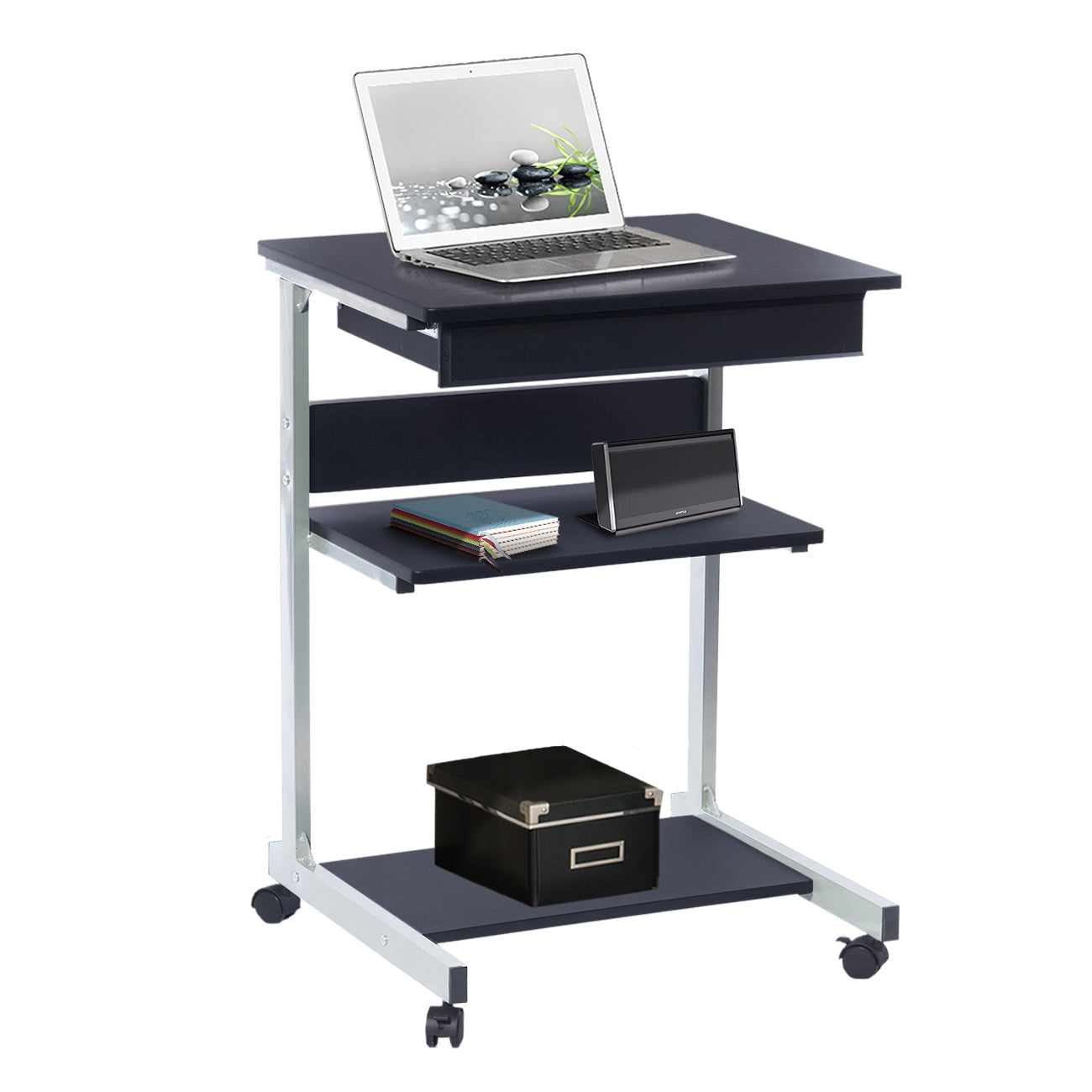 Techni Mobili Rolling Laptop Cart with Storage, Graphite