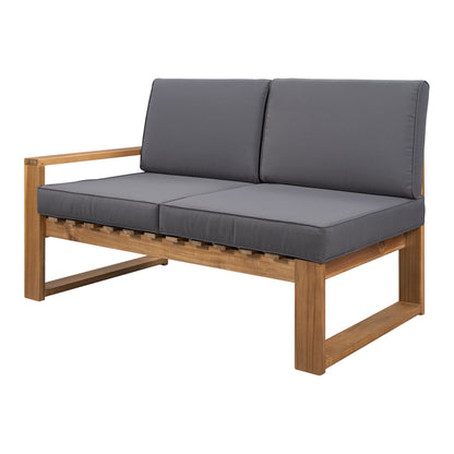 U_STYLE 3-Piece Patio Sectional Set  Acacia  Wood and Grey Cushions  Ideal for Outdoors and Indoors