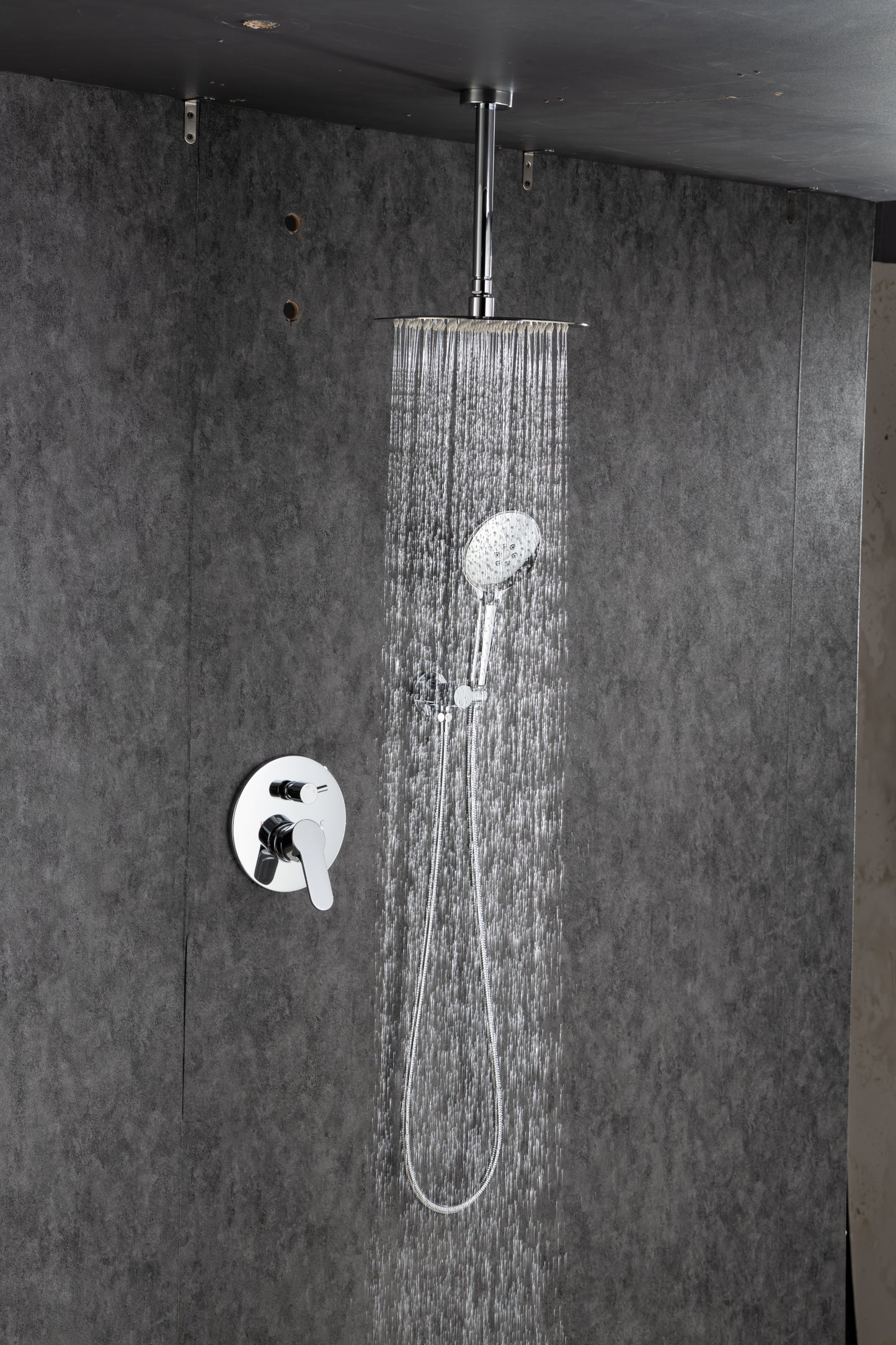 Black Shower System, Ceiling Rainfall Shower Faucet Sets Complete of High Pressure, Rain Shower Head with Handheld, Bathroom 10\\\'\\\' Shower Combo with Rough-in Valve Included