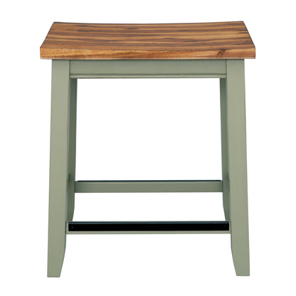 TOPMAX Farmhouse Rustic 4-Piece Wood Dining Stools Set, Counter Height Dining Stools, Green