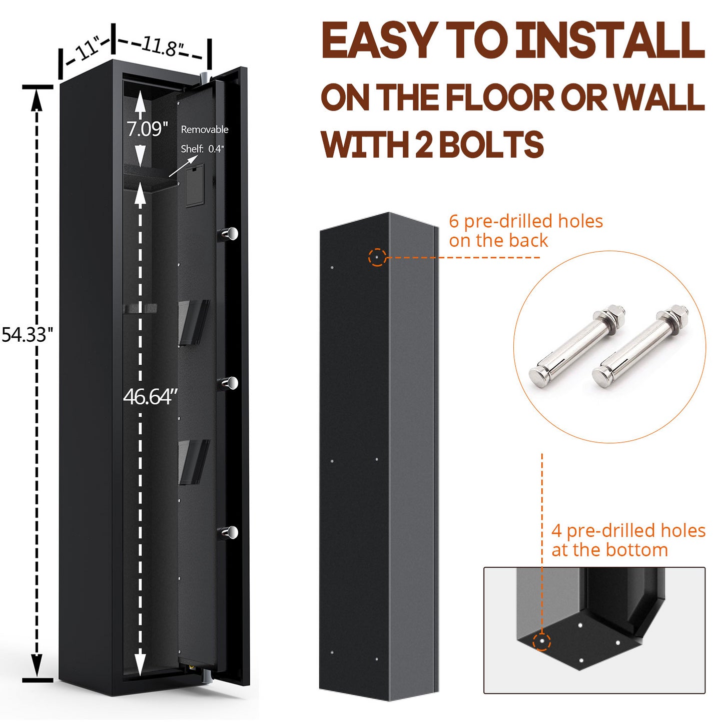 Fingerprint unlock Gun Safe Quick Access Electronic Firearm Storage Steel Security Cabinet for 4 rifles