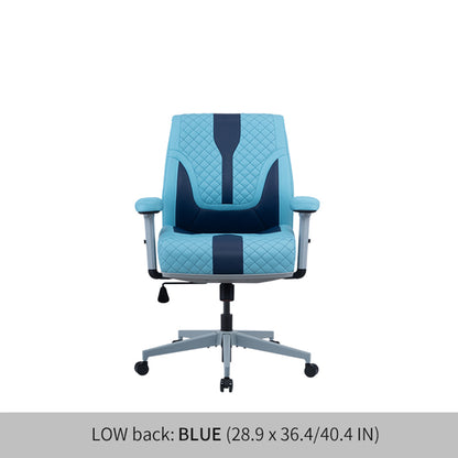 Office Desk Chair, Air Cushion Low Back Ergonomic Managerial Executive Chairs, Headrest and Lumbar Support Desk Chairs with Wheels and Armrest, Blue/Grey