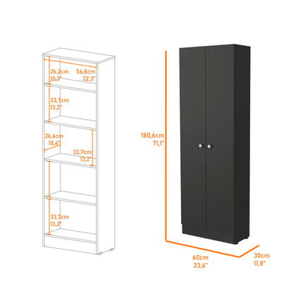 Buxton Rectangle 2-Door Storage Tall Cabinet Black Wengue