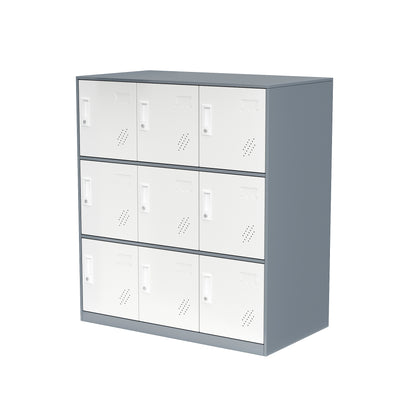 9 Doors Metal Storage Cabinet with Card Slot, Organizer,Shoes and Bags Steel Locker for Office, Home, Bank, School, Gym