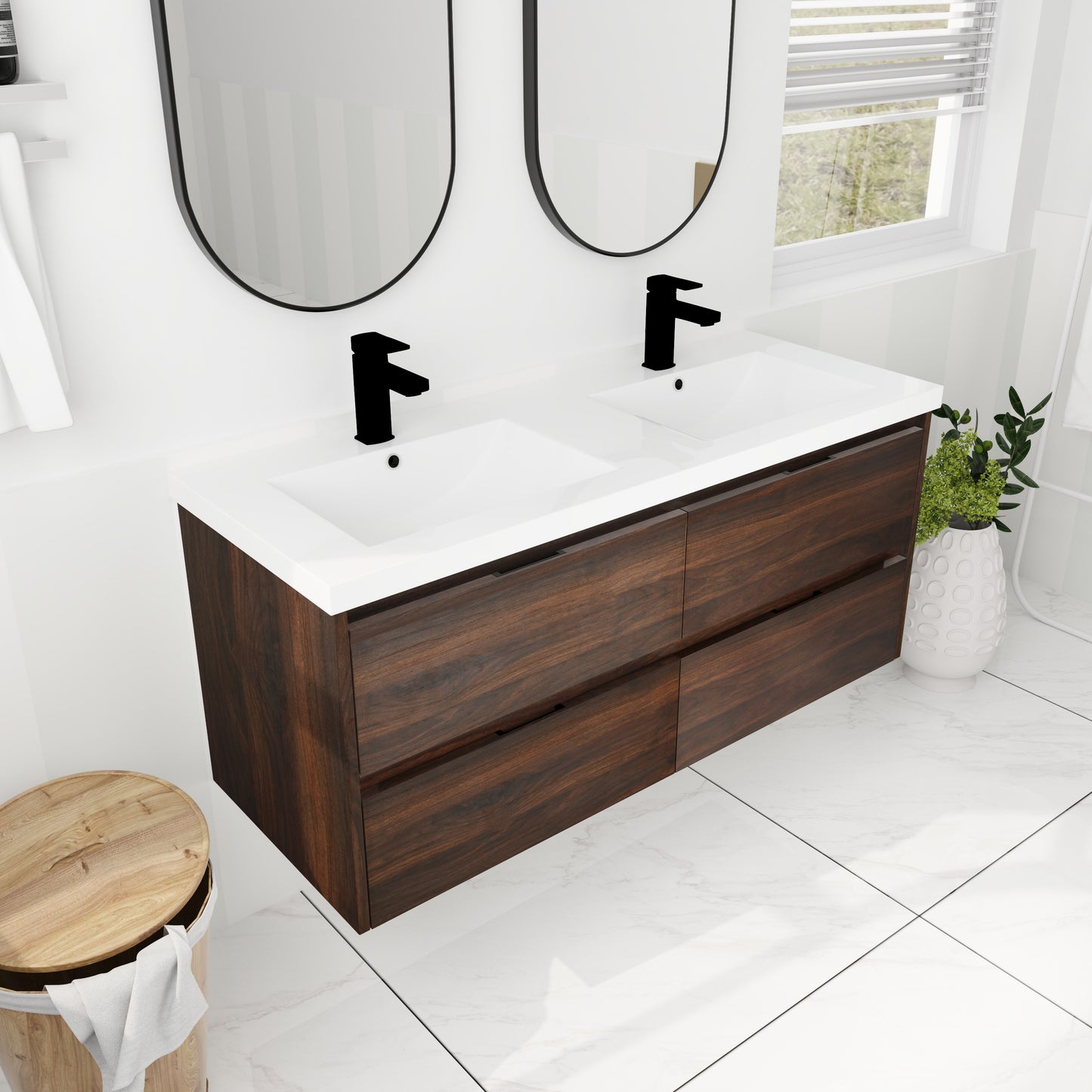 Bathroom Vanity with 4 Soft Close drawers, 48x18