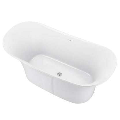 67" 100% Acrylic Freestanding Bathtub，Contemporary Soaking Tub，white Bathtub