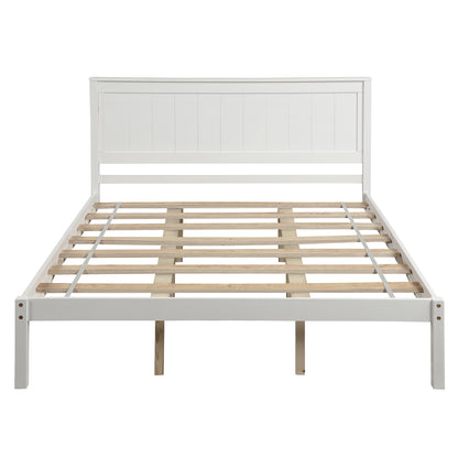 Platform Bed Frame with Headboard , Wood Slat Support , No Box Spring Needed ,Queen,White(OLD SKU:WF191420AAK)