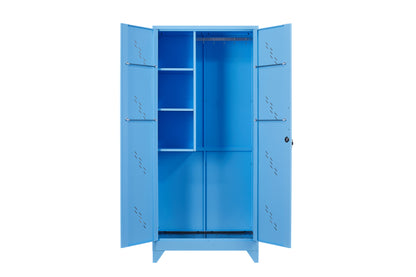 Metal Garage Storage Cabinet，Cleaning Tool Storage Cabinet,Multifunctional Garage Storage Closet with Doors,Handing Rod,