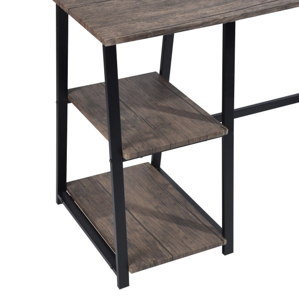 47.4"W X 19.7"D X 28.9"H Wooden Desk with 2 Storage Racks - WALNUT & BLACK