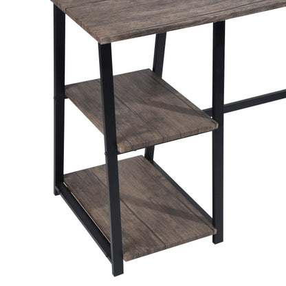 47.4"W X 19.7"D X 28.9"H Wooden Desk with 2 Storage Racks - WALNUT & BLACK