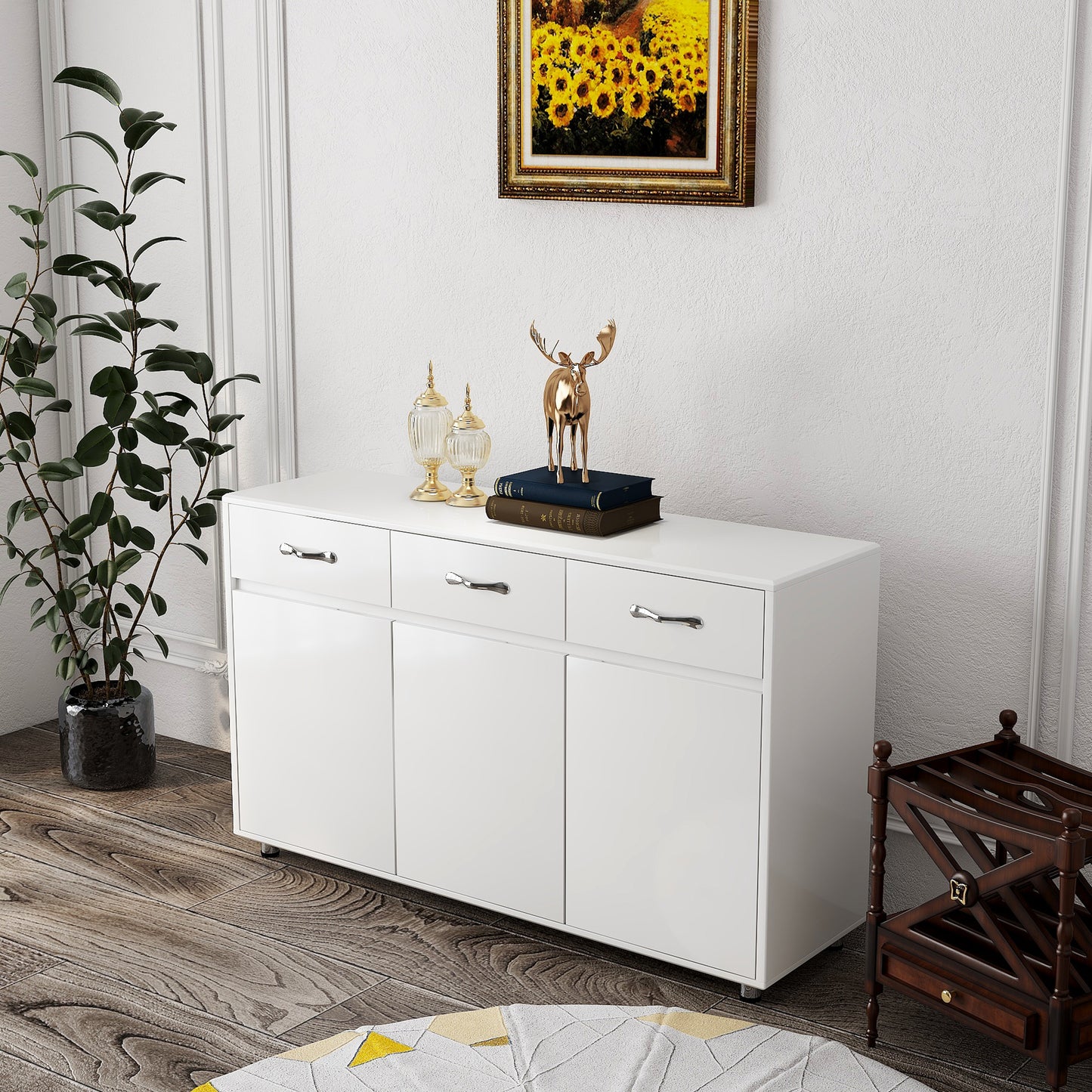 Three Doors Side Table-white