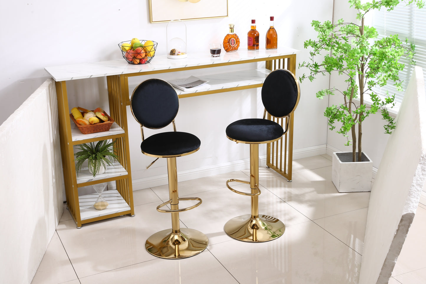 Bar Stools with Back and Footrest Counter Height Dining Chairs  2pcs/ctn