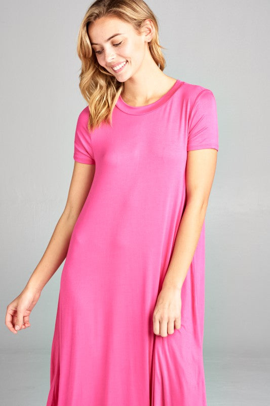 SOLID SWING SHORT SLEEVE DRESS