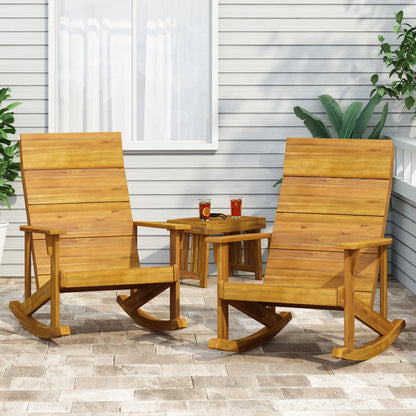 Wooden Outdoor Rocking Chair Adirondack Teak finish  （Set of 2）