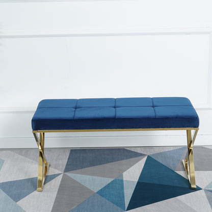 blue velvet fabric Morden bench