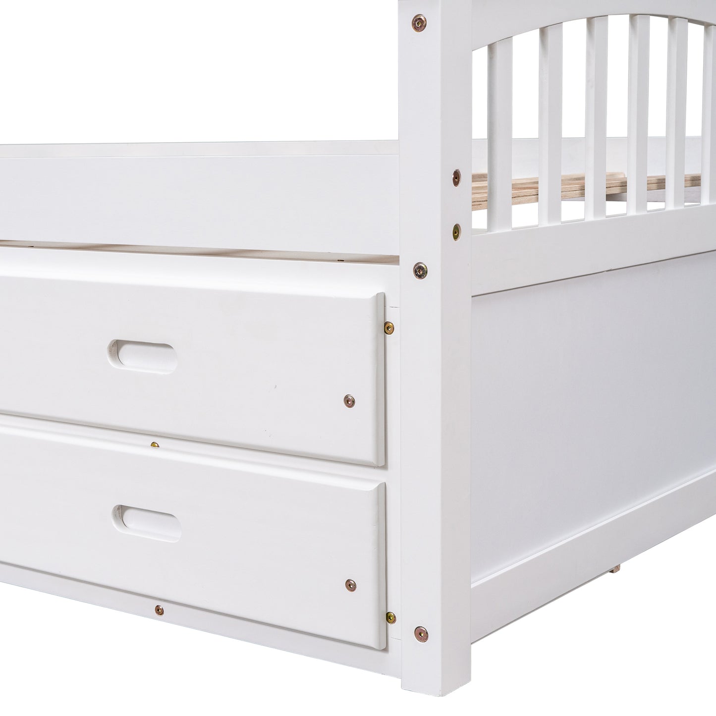 Twin Size Platform Storage Bed Solid Wood Bed with 6 Drawers,White