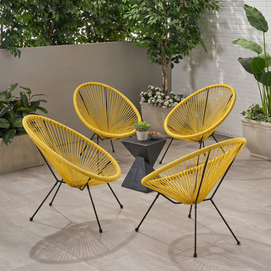 Great Deal Furniture Alexis Outdoor Woven Chair Yellow+Black （set of 2）