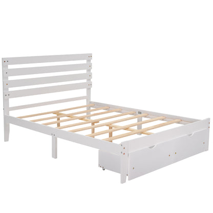 Full Size Platform Bed with Drawers, White(New SKU:WF288468AAK)