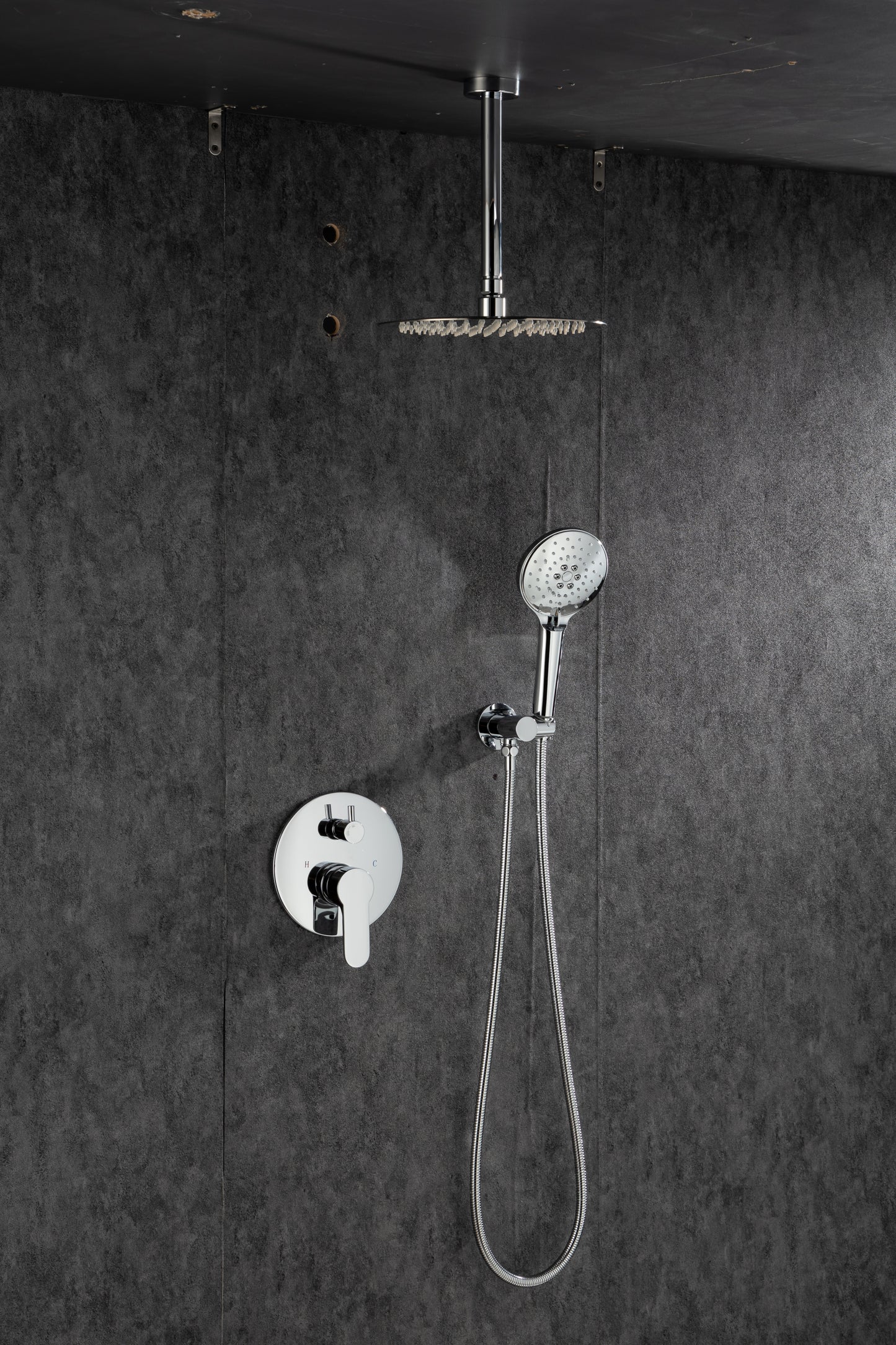 Black Shower System, Ceiling Rainfall Shower Faucet Sets Complete of High Pressure, Rain Shower Head with Handheld, Bathroom 10\\\'\\\' Shower Combo with Rough-in Valve Included