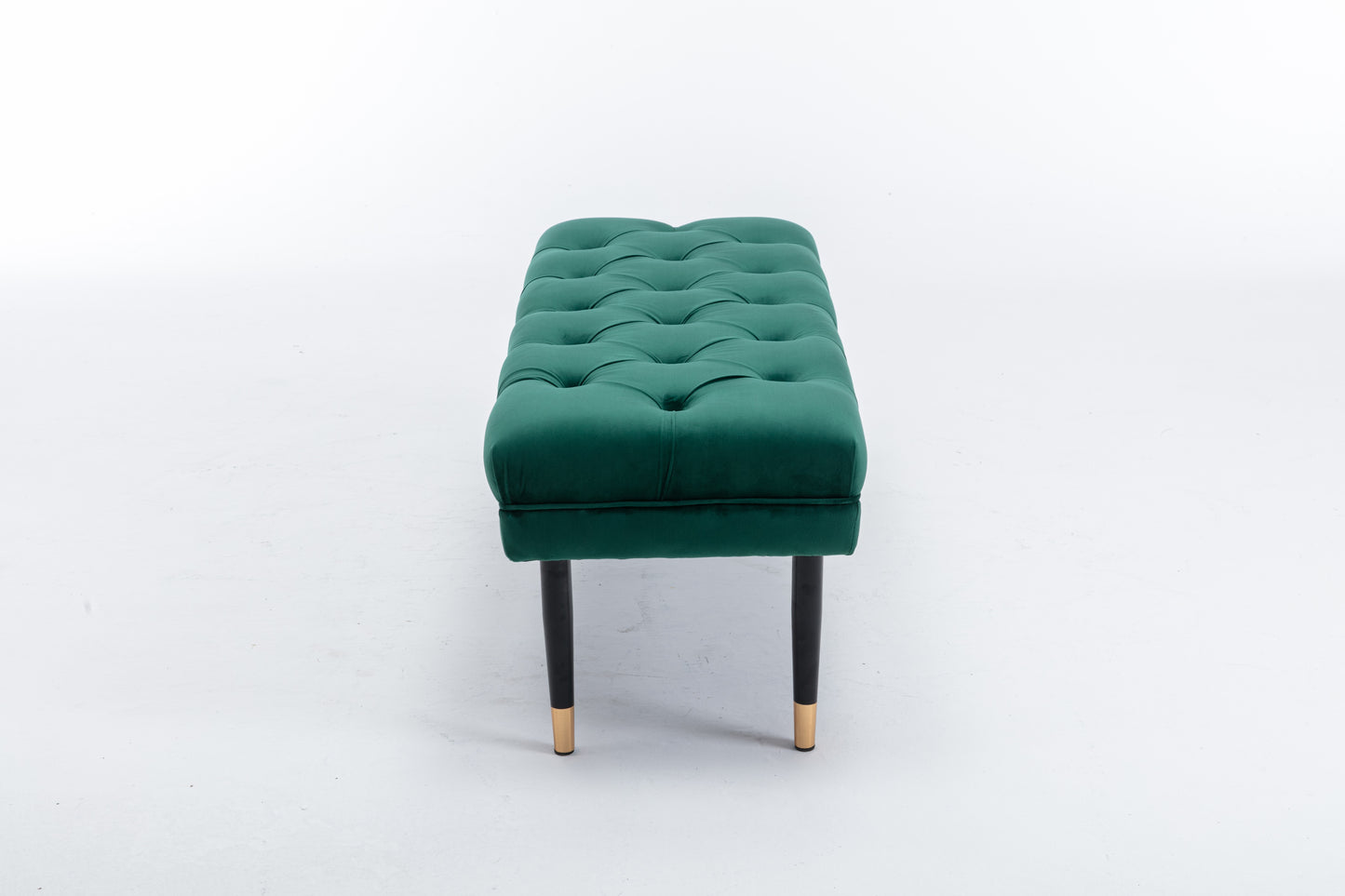 Tufted Bench Modern Velvet Button Upholstered Ottoman enches Bedroom Rectangle Fabric Footstool with Metal Legs for Living Room Entryway,Green