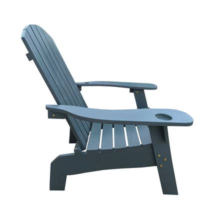 Outdoor or indoor Wood  Adirondack chair with an hole to hold umbrella on the arm ,Gray