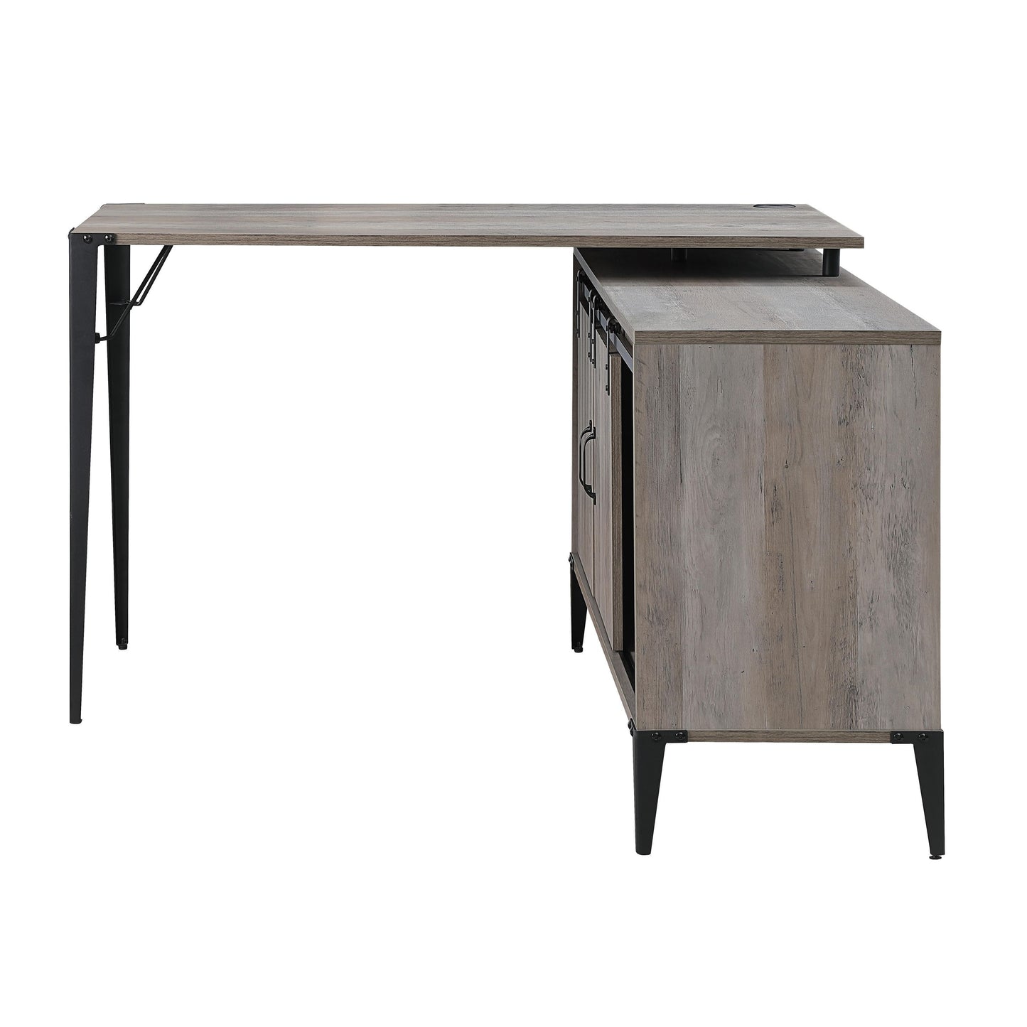 ACME Zakwani Writing Desk w/USB, Gray Oak & Black Finish OF00011