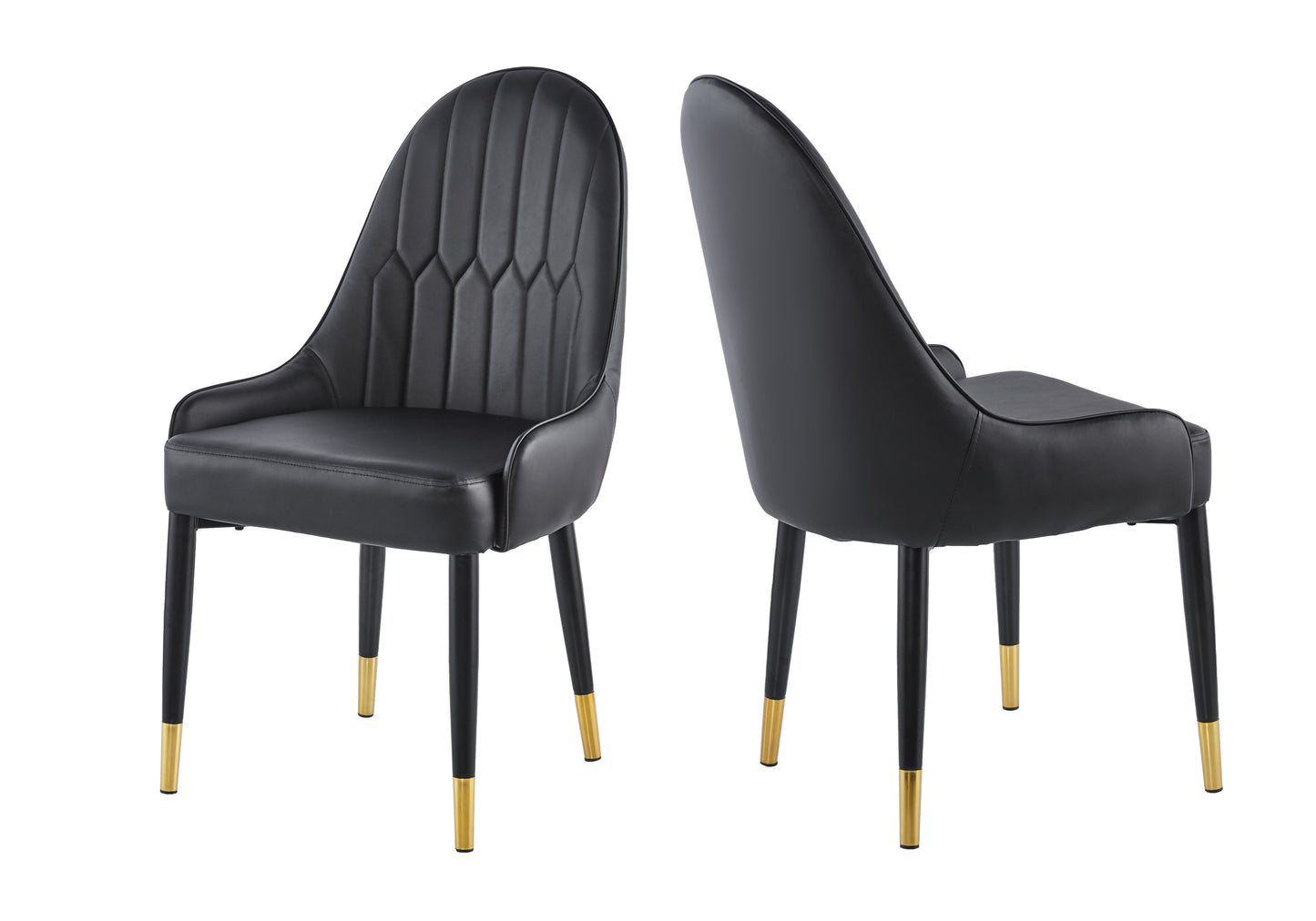 Modern Leather Dining Chair Set of 2, Upholstered Accent Dining Chair, Legs with Black Plastic Tube Plug