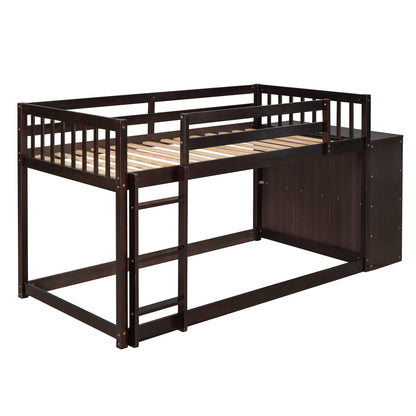 Twin over Twin Bunk Bed with 4 Drawers and 3 Shelves-Espresso（OLD SKU: LP000067AAP）