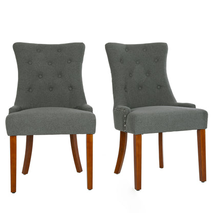 LYHome Mordern Fabric Dining Chairs, 2-Pcs Set, Light Grey