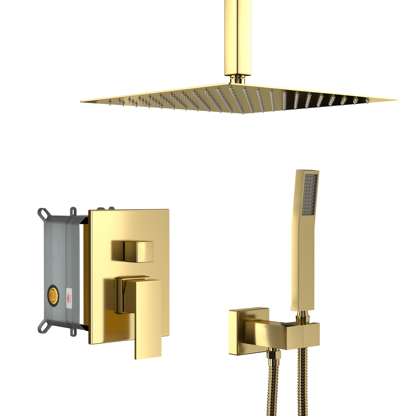 16" Rain Shower Head Systems, Gold,Ceiling Mounted shower