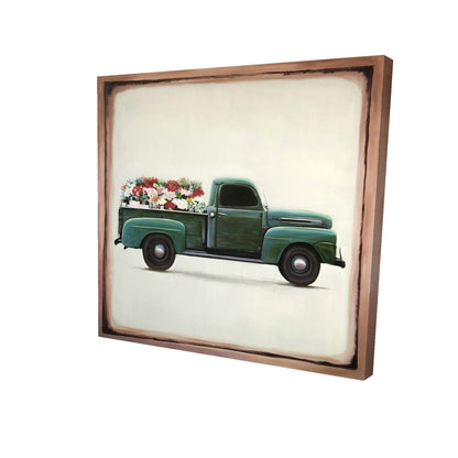 Flowers farm truck - 12x12 Print on canvas