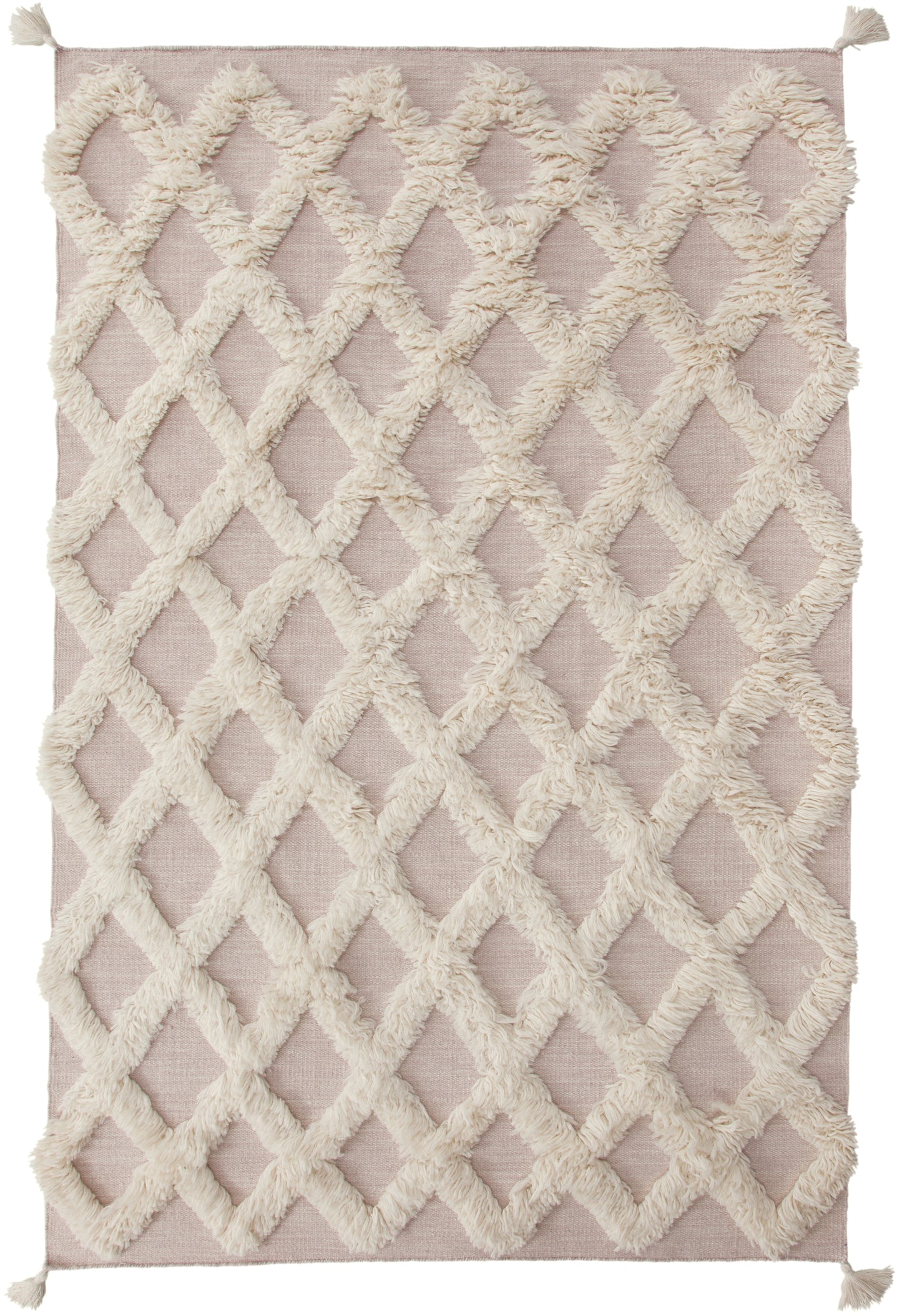 Blush Wool Blend Handwoven High-Low Area Rug 8x10