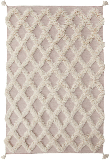 Blush Wool Blend Handwoven High-Low Area Rug 8x10