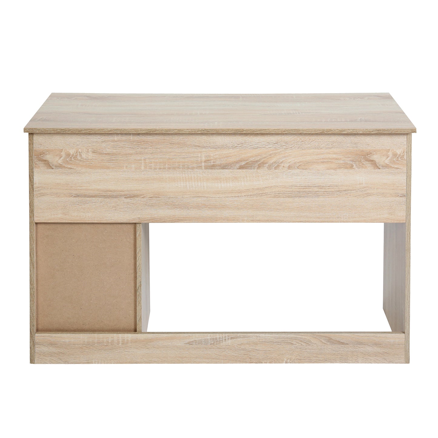 43.3”Wood Corner Writing Table with Shelf 3 Drawers Storage, Oak & White