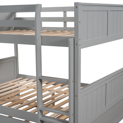 Full Over Full Bunk Bed with Twin Size Trundle, Gray ( old sku: LP000150AAE )