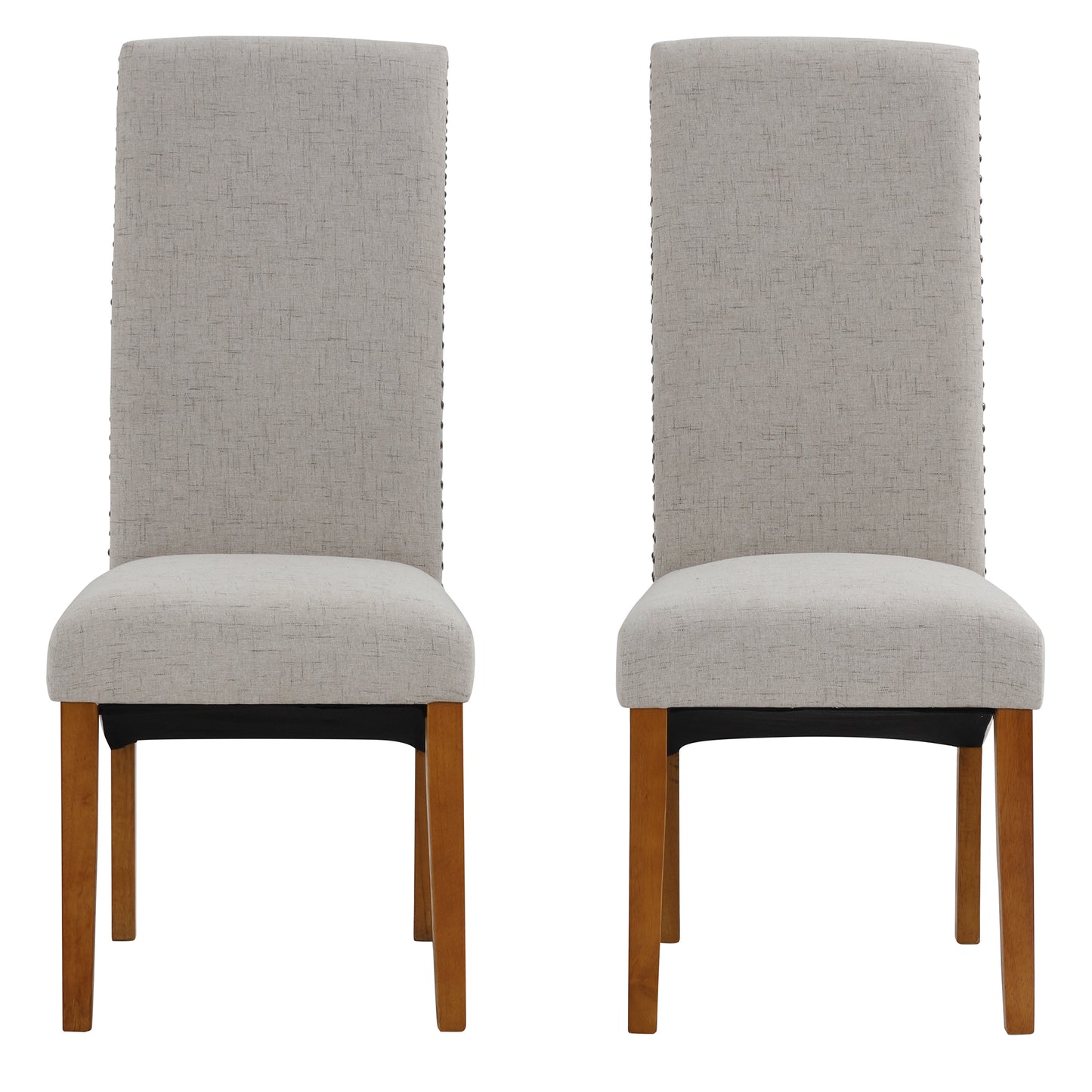 Set of 2 Upholstered Fabric Dining Chairs,Modern High Back Button- linen Kitchen Dining Chairs with Solid Wood Legs and Nailed Trim,Side Chairs Armless Chair Parsons Chair for Kitchen