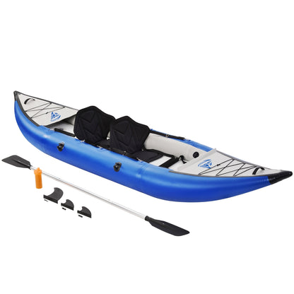 Inflatable Kayak Set with Paddle & Air Pump, Portable Recreational Touring Kayak Foldable Fishing Touring Kayaks, Tandem 2 Person Kayak