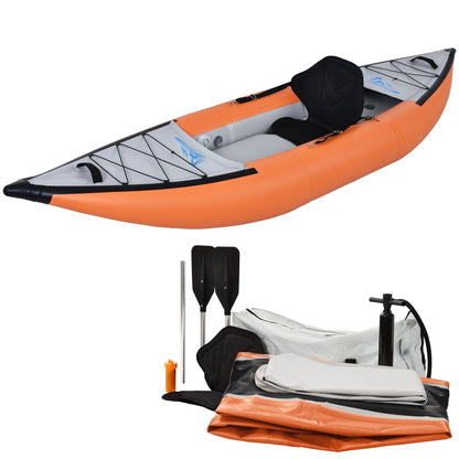 Inflatable Kayak Set with Paddle & Air Pump, Portable Recreational Touring Kayak Foldable Fishing Touring Kayaks, 1 Person