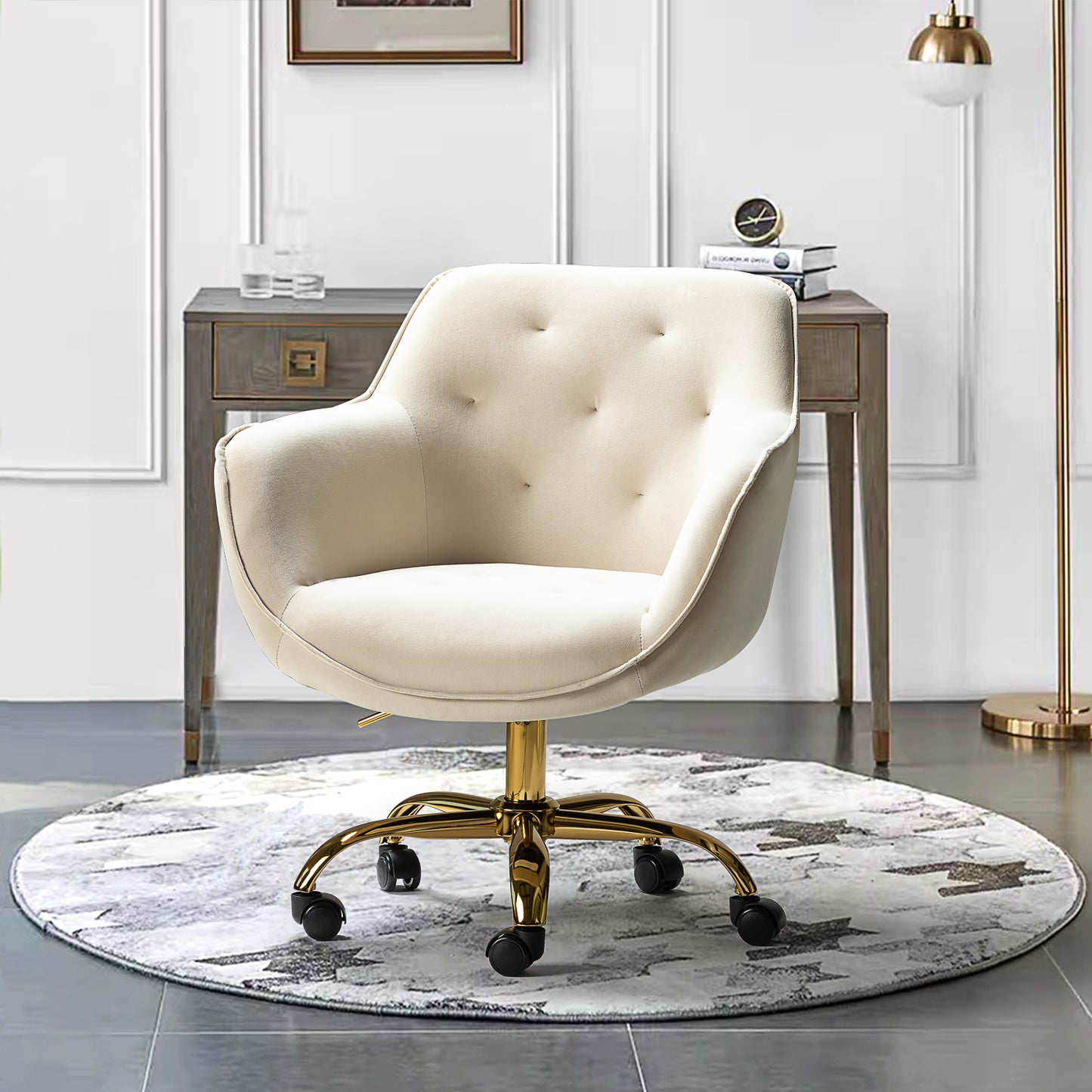 Somnus Task Chair With Tufted Back and Golden Base