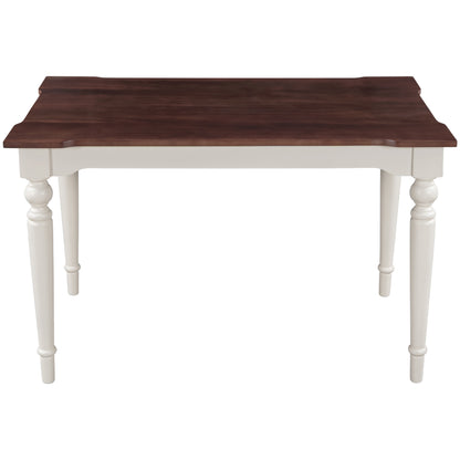 TOPMAX Wood Retro Classical Dining Table, Cherry Top+White Legs