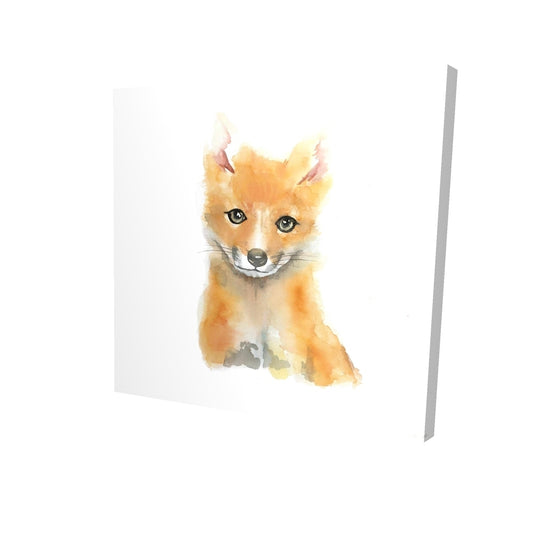 Watercolor baby fox - 12x12 Print on canvas