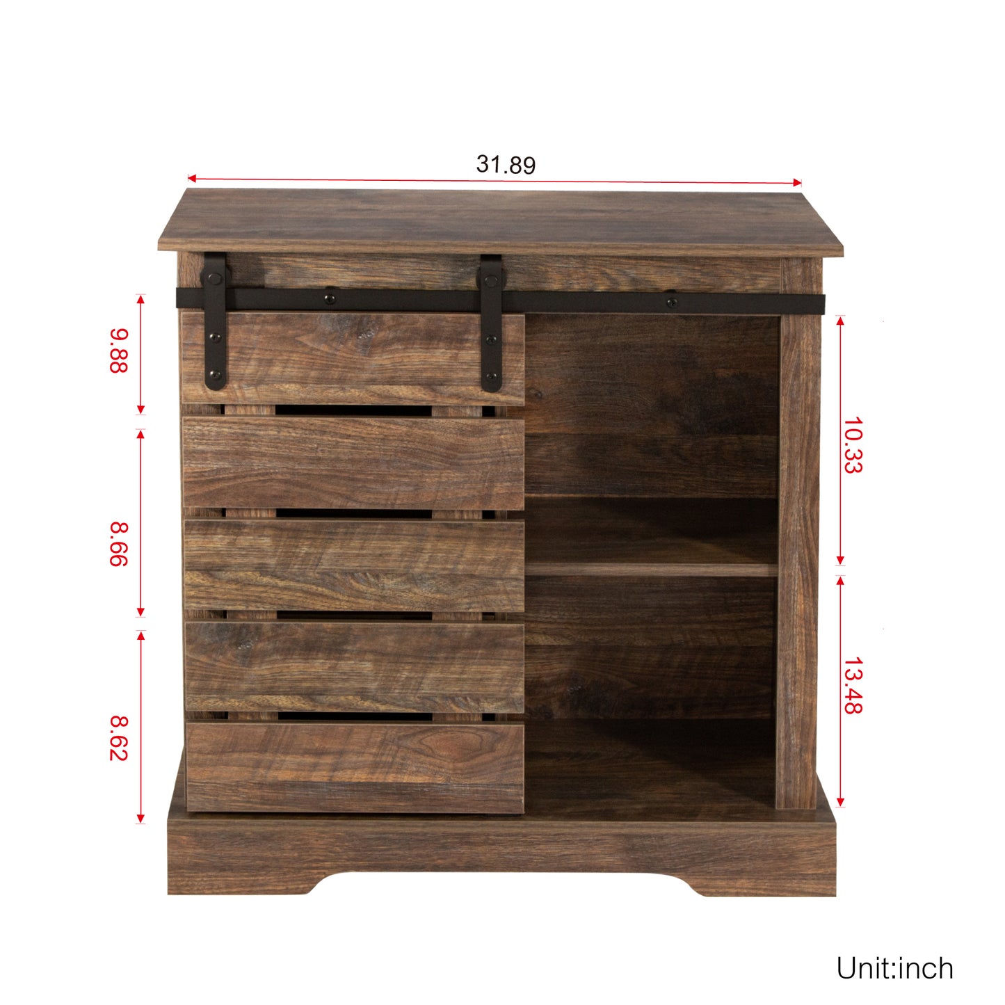 de Cabinet Buffet Sideboard with Sliding Barn Door and Interior Shelves,Espresso