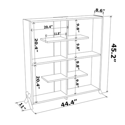 Furnish Home Store Kipp Wood Frame Etagere Open Back 6 Shelves Bookcase Industrial Bookshelf for Office and Living Rooms Modern Bookcases Large Bookshelf Organizer, Walnut/White