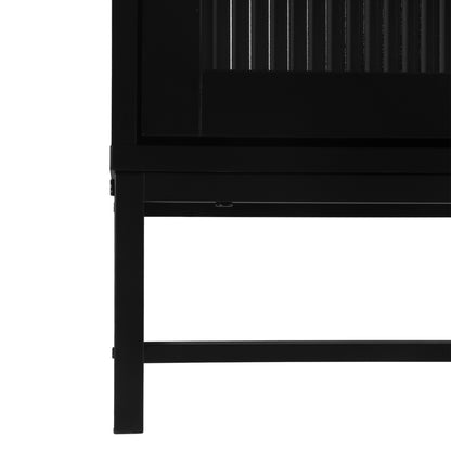 Nightstand with LED Lights / Drawer, Black Bedside Table for Bedroom