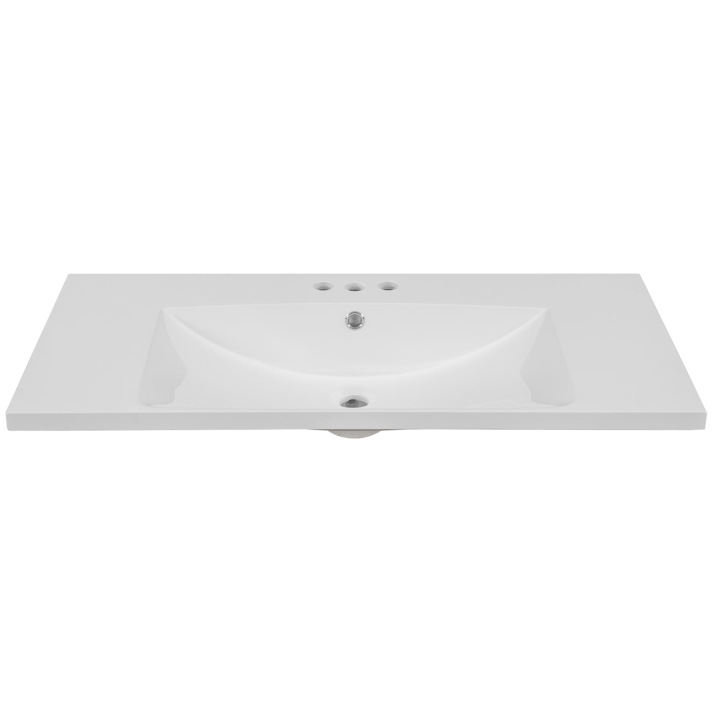 36" Single Bathroom Vanity Top with White Basin, 3-Faucet Holes, Ceramic