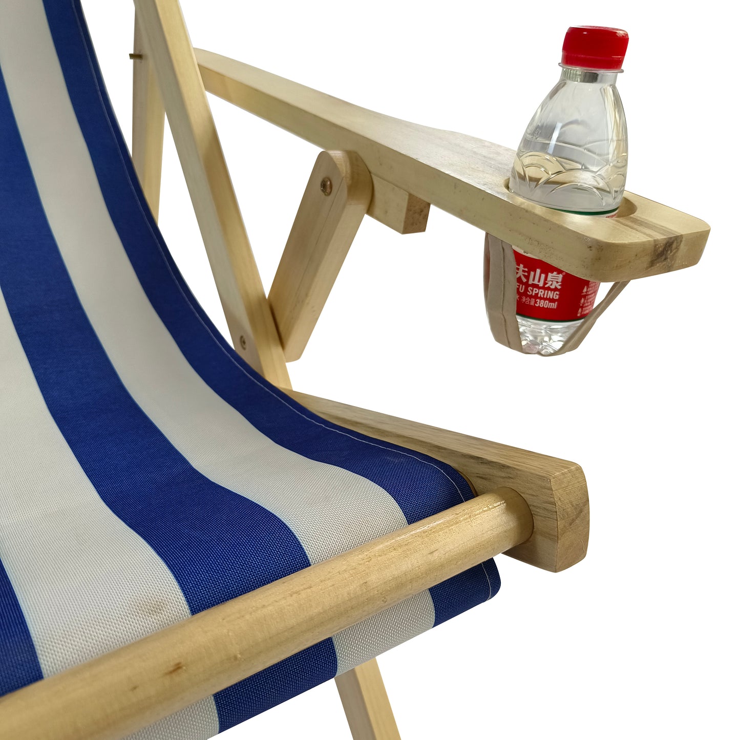 Outdoor Poplar Hanging Chair  Wide Blue Stripes armrest with cup holder (Color: Dark Blue)