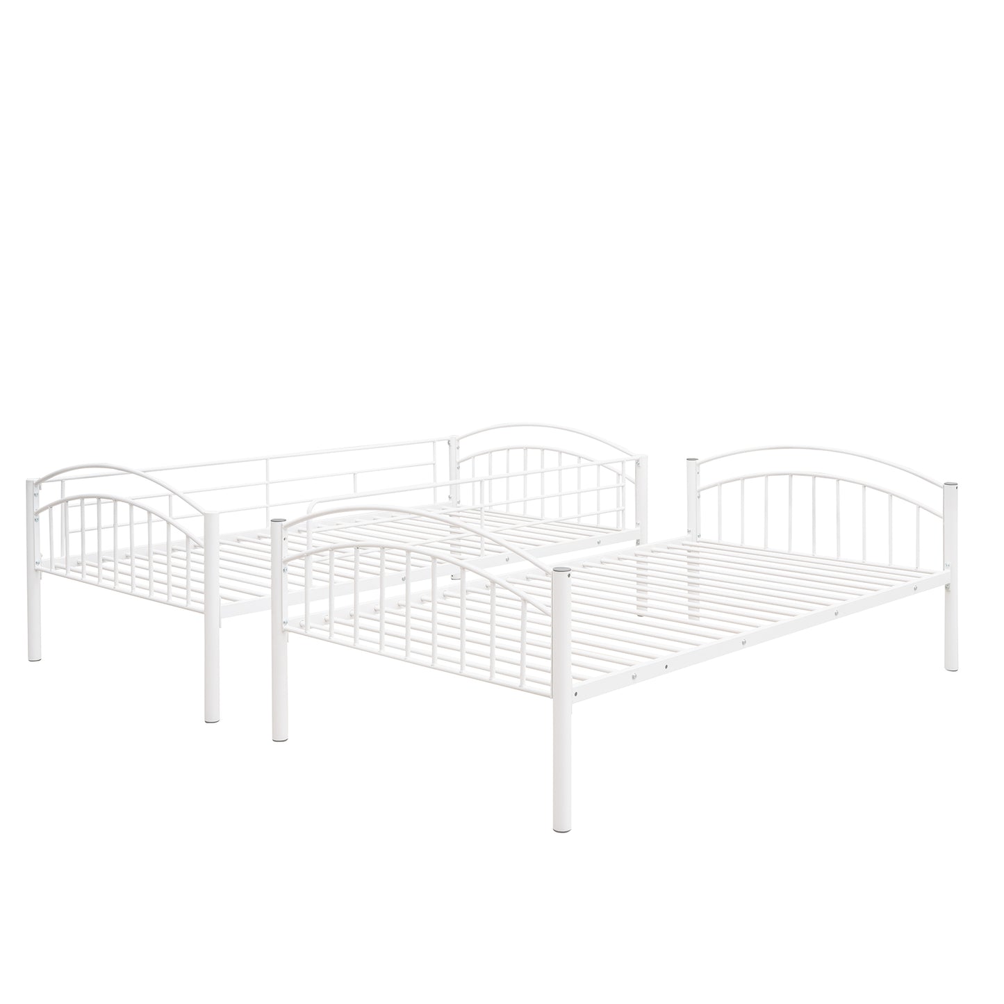 Twin Over Twin Metal Bunk Bed,Divided into Two Beds(White)（OLD SKU:MF280424AAK）