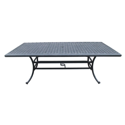 3 Piece Outdoor Aluminum Dining Set, Rectangular table and Benches, Navy Blue