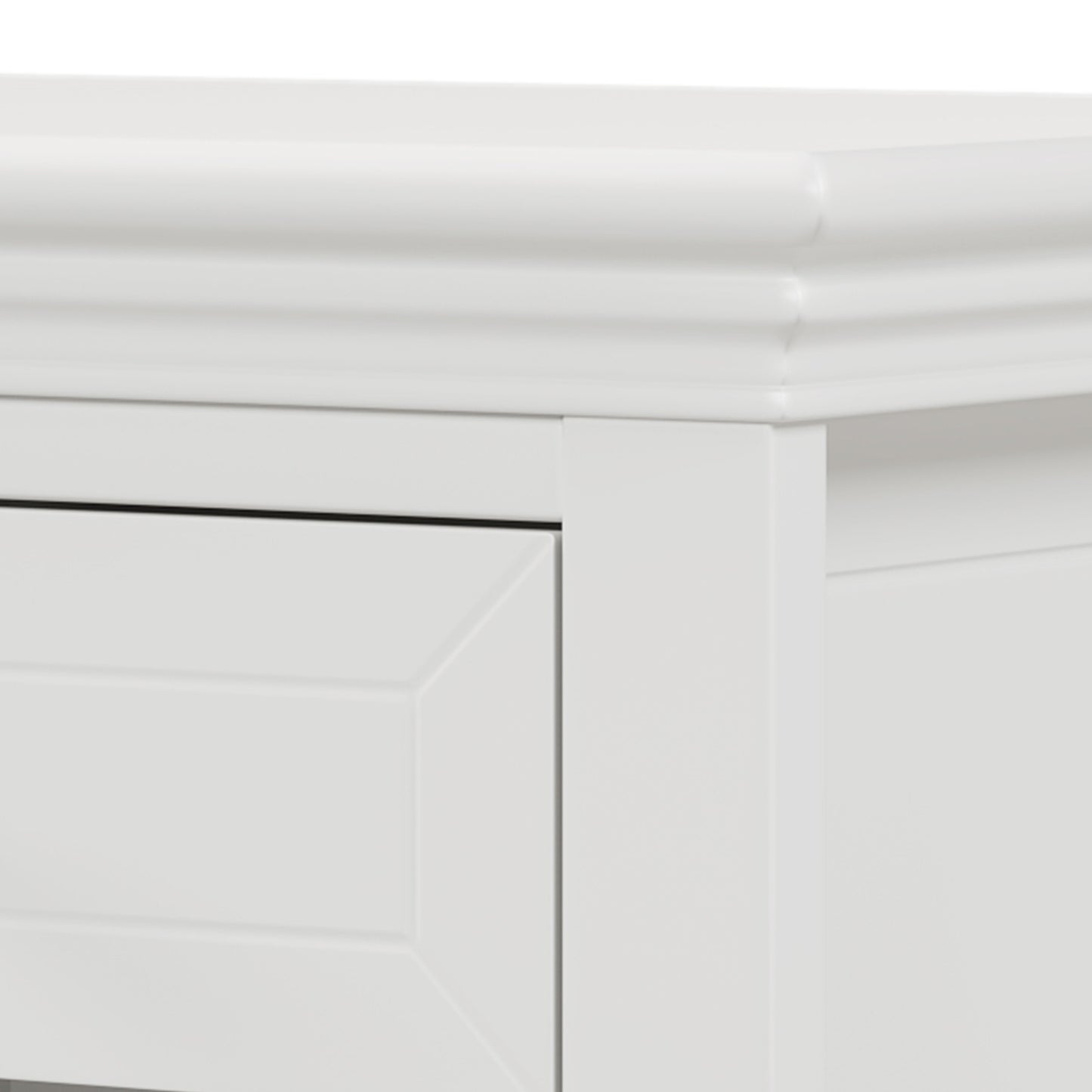 Traditional Concise Style White Solid Wood One-Drawer Nightstand